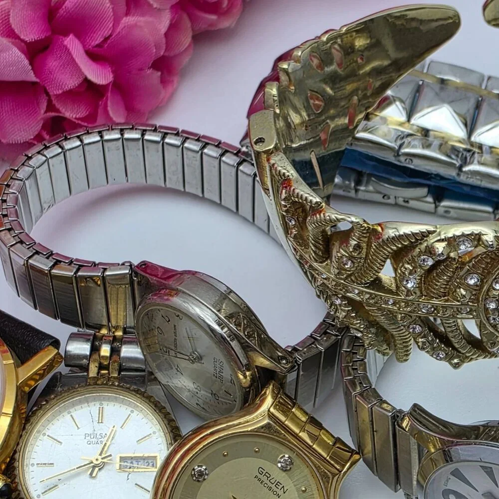 Mixed Watch Lot 16 Pieces Men Women For Repair Parts Untested Fossil Seiko Gruen